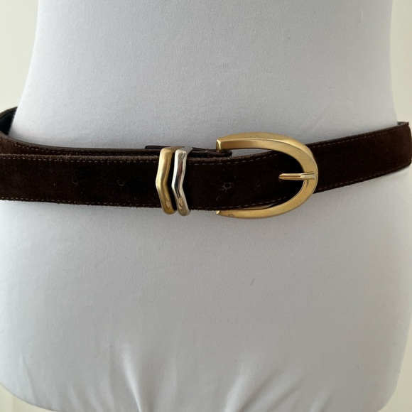 COLLAGE Brown Suede Fashion Belt Genuine Leather Made Canada Timeless Classic - Picture 5 of 17